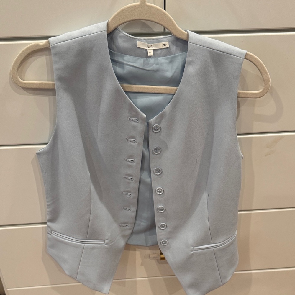 Light Blue Button-Up Vest